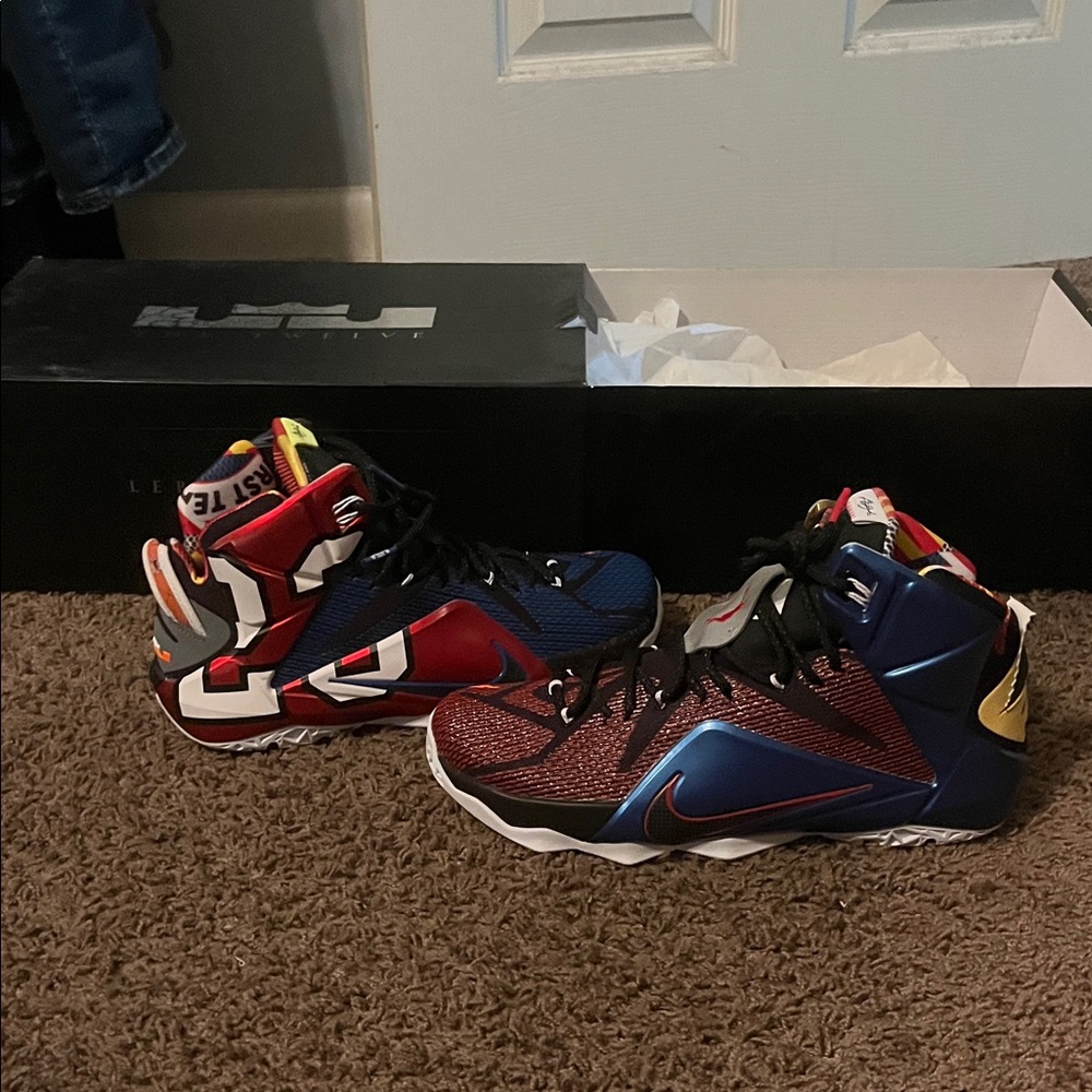 Nike Kids Red and Blue High-Top Sneakers